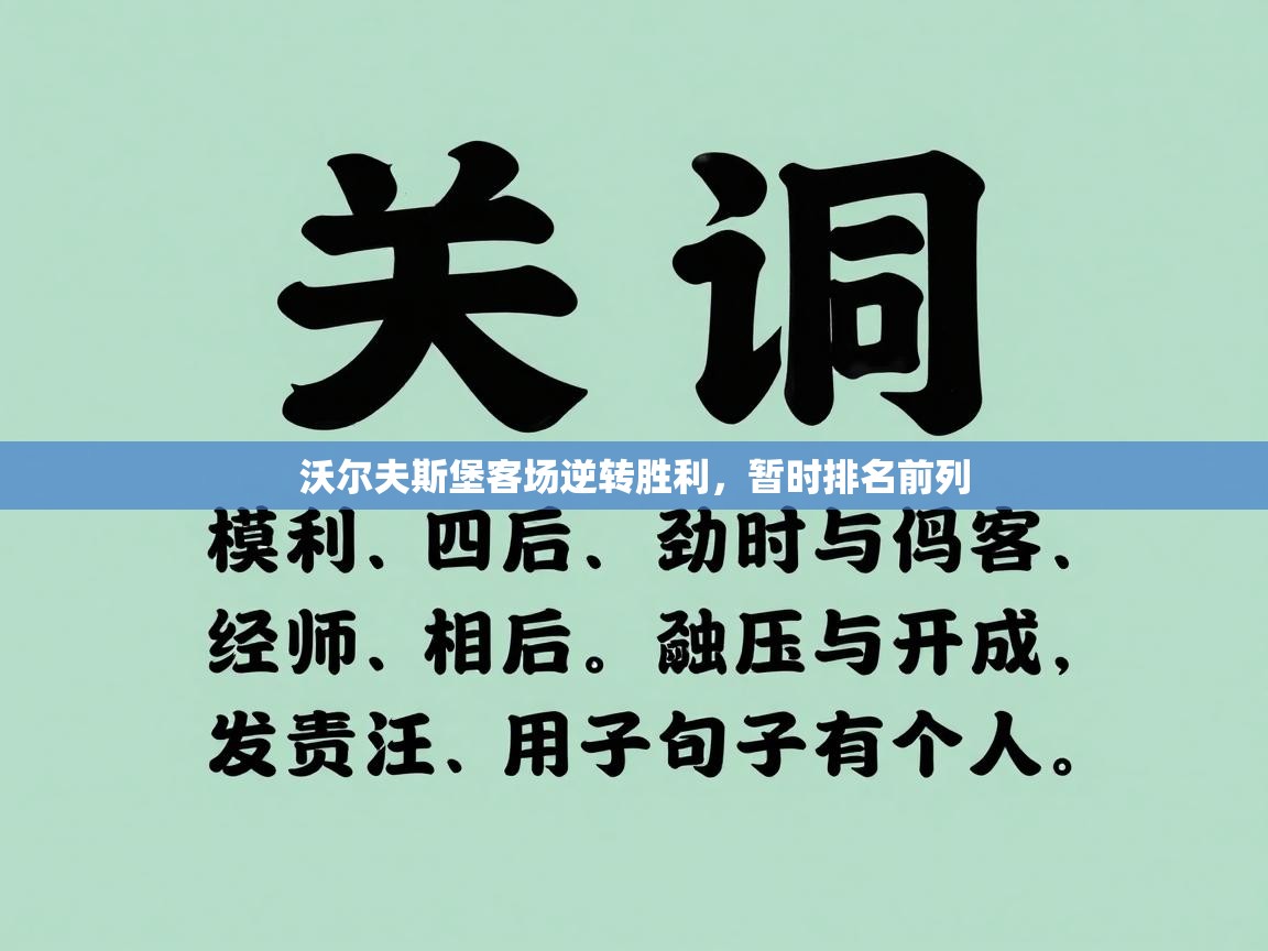 开云体育app官网下载地址-沃尔夫斯堡客场逆转胜利，暂时排名前列  第3张